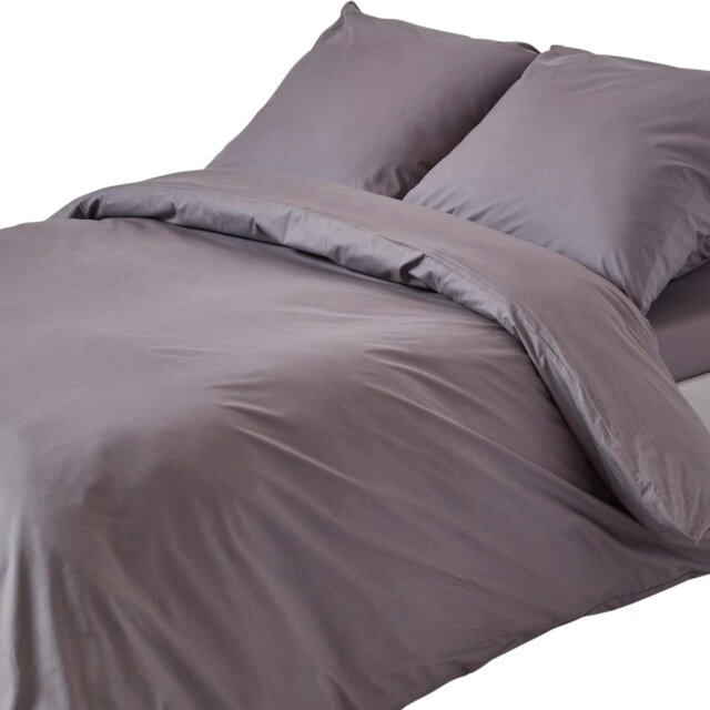 Rackhams Crisp & Cool 200 TC Egyptian Cotton Percale Duvet Cover Set, European Size - Dark Grey - 240 x 220 cm - image 1