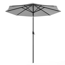 Rackhams 3M Garden Parasol Sun Umbrella Light Grey Iron With Solar LED Lights - Rattan Effect 14KG Resin tank base - thumbnail 5
