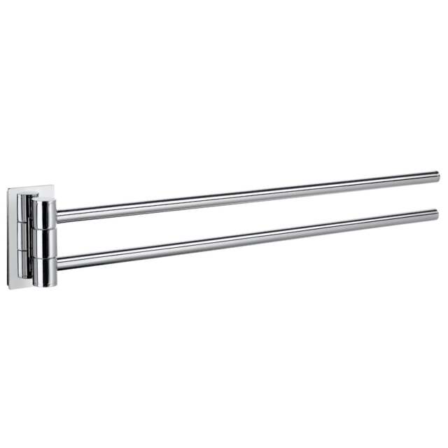 "Rackhams Polished Chrome Swing Arm Double Towel Rail 44cm/17.3"" Wall Mounted with Concealed Screws Bathroom Towel Holder"
