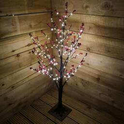Rackhams 90cm 3ft Christmas Lit Black Twig Tree Red Berry 240 Warm White LED - thumbnail 1