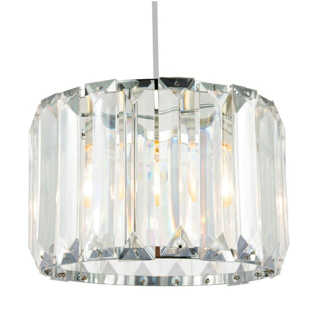 Rackhams Contemporary Easy Fit Chrome Pendant Shade with Clear Acrylic Rectangular Rods - image 1