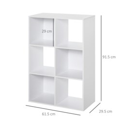 Rackhams Storage Cabinet Bookcase 6 Cube with Shelves for Home Office, White - White - thumbnail 5