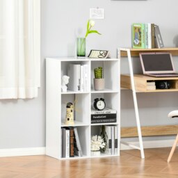 Rackhams Storage Cabinet Bookcase 6 Cube with Shelves for Home Office, White