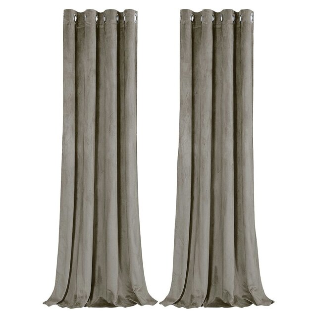 Rackhams Dark Taupe Velvet Darkening Eyelet Curtains - 46x63 Inch Drop - Pair - image 1
