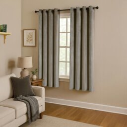 Rackhams Dark Taupe Velvet Darkening Eyelet Curtains - 46x63 Inch Drop - Pair - thumbnail 6