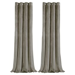 Rackhams Dark Taupe Velvet Darkening Eyelet Curtains - 46x63 Inch Drop - Pair - thumbnail 1