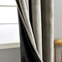 Rackhams Dark Taupe Velvet Darkening Eyelet Curtains - 46x63 Inch Drop - Pair - thumbnail 3