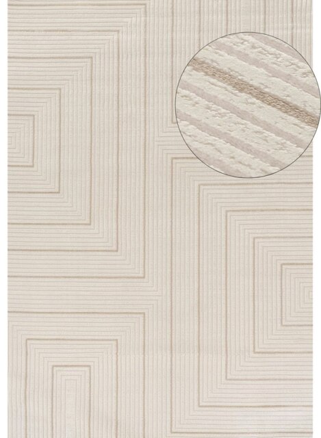 Rackhams Carmel Cream-Beige Geometric Rug - 6040 - 120X170 cm - image 1