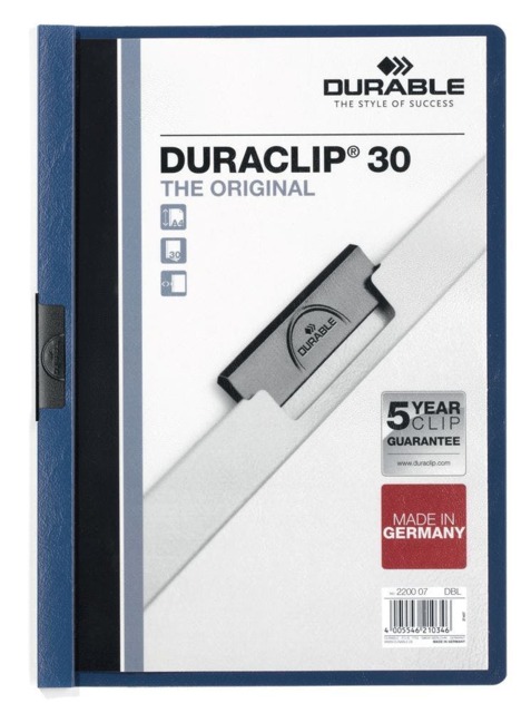 Rackhams DURACLIP 30 Sheet Document Clip File Folder - 25 Pack - A4 Dark Blue - image 1