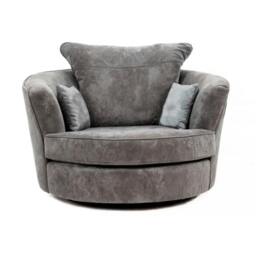 Rackhams Verona Scatter Back Living Room Furniture Range - Grey Kensington - Swivel Chair - thumbnail 1