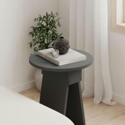 Rackhams Modern Chen Side Table Round Shape Particle Board 2 Legs Coffee Table 42(W)x42(D)x50(H) cm - Anthracite - thumbnail 3