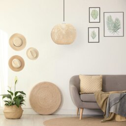 Rackhams Eco Friendly Modern Spherical Cage Design Bamboo Strapping Pendant Lamp Shade - thumbnail 5
