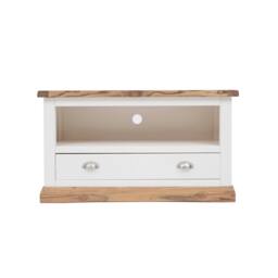 Rackhams Tropea Off White 1 Drawer TV Cabinet Chrome Cup Handle - Off White
