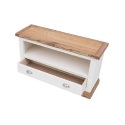 Rackhams Tropea Off White 1 Drawer TV Cabinet Chrome Cup Handle - Off White - thumbnail 4