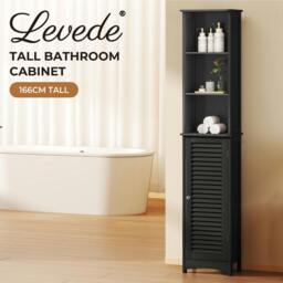 Rackhams Tall Bathroom Cabinet Freestanding Slim Bathroom Storage Cupboard Unit - thumbnail 2