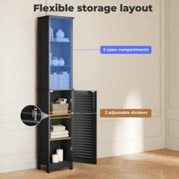 Rackhams Tall Bathroom Cabinet Freestanding Slim Bathroom Storage Cupboard Unit - thumbnail 5