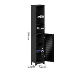 Rackhams Tall Bathroom Cabinet Freestanding Slim Bathroom Storage Cupboard Unit - thumbnail 3