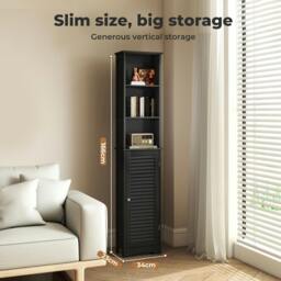 Rackhams Tall Bathroom Cabinet Freestanding Slim Bathroom Storage Cupboard Unit - thumbnail 4