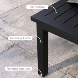 Rackhams Aluminium Outdoor Coffee Table Patio Table, Black - thumbnail 4