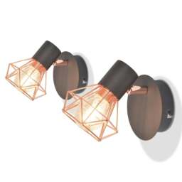 Rackhams Wall Lamps 2 pcs with 2 LED Filament Bulbs 8 W - Metal base + iron wire lampshade - thumbnail 1