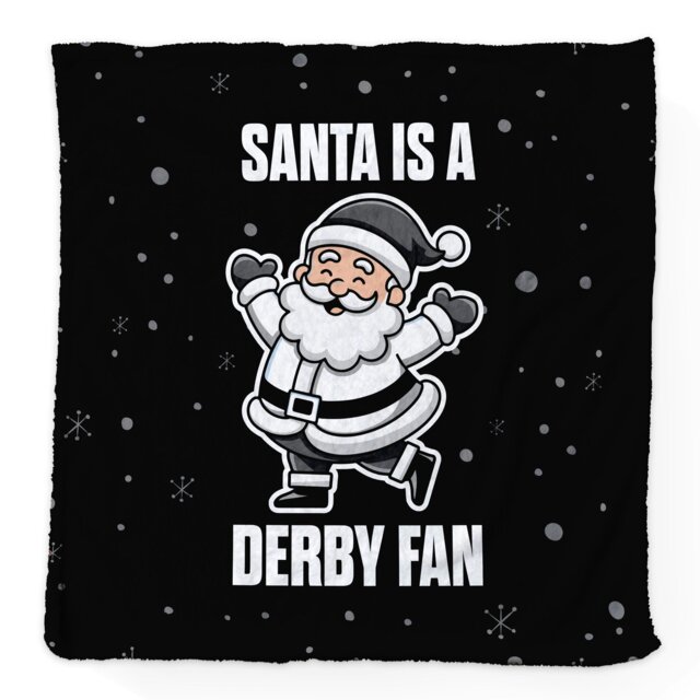 Rackhams Santa is a Derby Football  Fan - Luxury Fleece Blanket 150cm X 150cm - image 1
