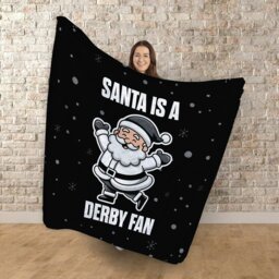 Rackhams Santa is a Derby Football  Fan - Luxury Fleece Blanket 150cm X 150cm - thumbnail 2