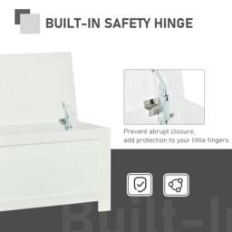 Rackhams Lift Top Storage Chest Toy Box Organizer with Lid and Safety Hinges for Bedroom Entryway Living Room - White - thumbnail 4