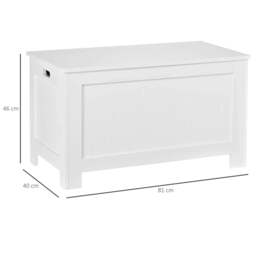 Rackhams Lift Top Storage Chest Toy Box Organizer with Lid and Safety Hinges for Bedroom Entryway Living Room - White - thumbnail 3