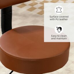 Rackhams Adjustable Swivel Salon Chair Padded Seat Back 5 Wheels - White - PU, Sponge, Steel - thumbnail 5