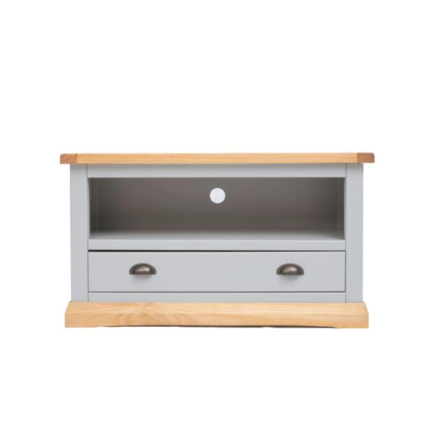 Rackhams Bomporto Light Grey 1 Drawer TV Cabinet Brass Cup Handle - Light Grey - image 1