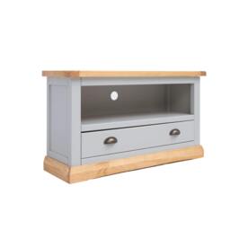 Rackhams Bomporto Light Grey 1 Drawer TV Cabinet Brass Cup Handle - Light Grey - thumbnail 2