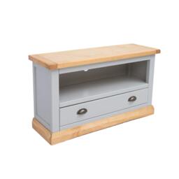 Rackhams Bomporto Light Grey 1 Drawer TV Cabinet Brass Cup Handle - Light Grey - thumbnail 3