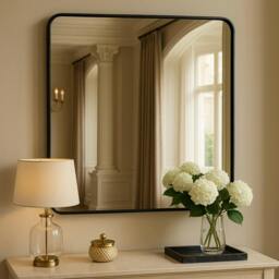 Rackhams Candi Matt Black Square Wall Mirror