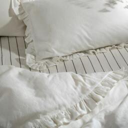 Rackhams White Ruffled French Linen Pillowcases - Superking - Oxford - thumbnail 4