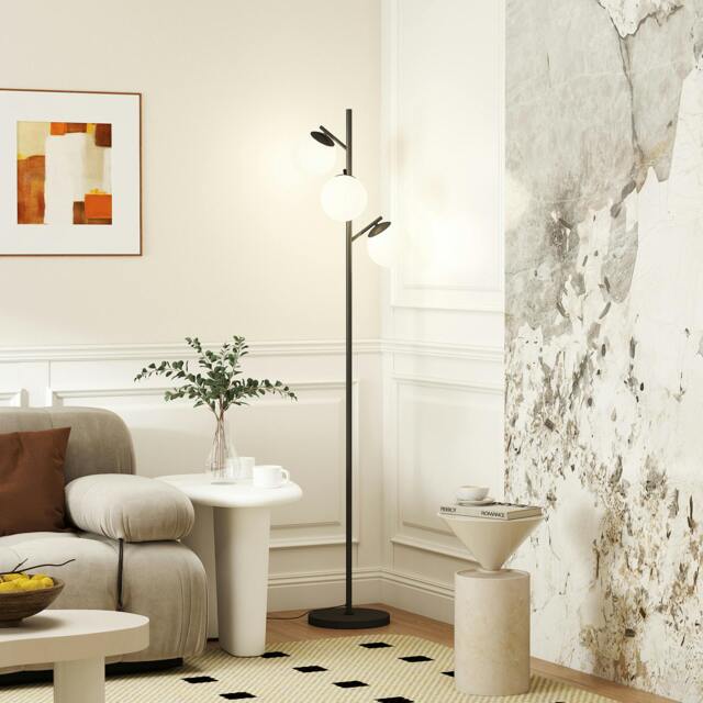 Rackhams Modern Tree Floor Lamp with 3 Light, for Living Room Bedroom, Black - Black - image 1