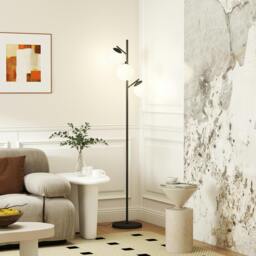 Rackhams Modern Tree Floor Lamp with 3 Light, for Living Room Bedroom, Black - Black - thumbnail 1