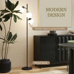 Rackhams Modern Tree Floor Lamp with 3 Light, for Living Room Bedroom, Black - Black - thumbnail 5