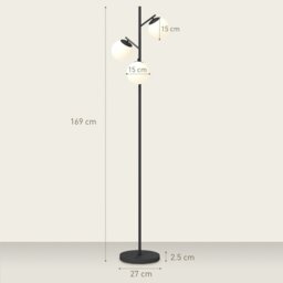 Rackhams Modern Tree Floor Lamp with 3 Light, for Living Room Bedroom, Black - Black - thumbnail 4