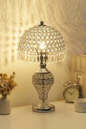Rackhams Umbrella Crystal Table Lamp Polished for Bedroom - Multi - One Size - thumbnail 1