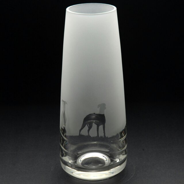 Rackhams Whippet Dog Glass Bud Vase - Hand Etched/Engraved Gift - image 1