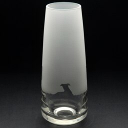 Rackhams Whippet Dog Glass Bud Vase - Hand Etched/Engraved Gift - thumbnail 2