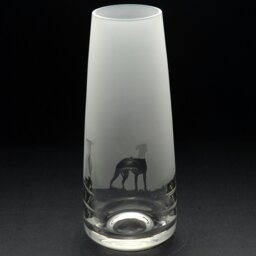 Rackhams Whippet Dog Glass Bud Vase - Hand Etched/Engraved Gift