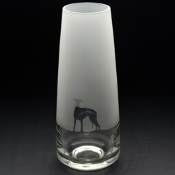 Rackhams Whippet Dog Glass Bud Vase - Hand Etched/Engraved Gift - thumbnail 3