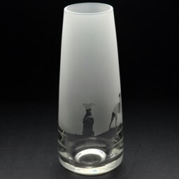 Rackhams Whippet Dog Glass Bud Vase - Hand Etched/Engraved Gift - thumbnail 4