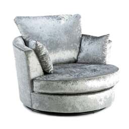 Rackhams Crystal Crushed Velvet Swivel Chair - Black - thumbnail 3