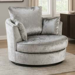 Rackhams Crystal Crushed Velvet Swivel Chair - Black - thumbnail 2