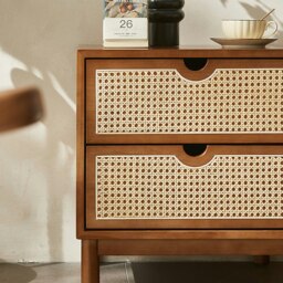 Rackhams Kogi Bedside Table Solid Wood, Rattan - thumbnail 5