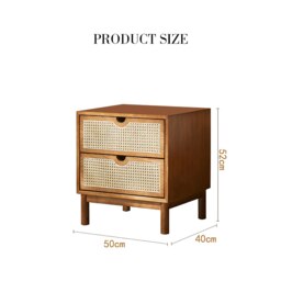 Rackhams Kogi Bedside Table Solid Wood, Rattan - thumbnail 6