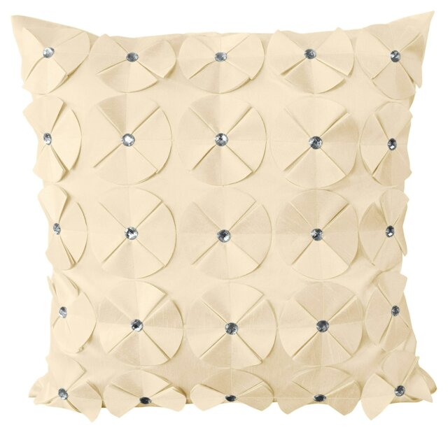 Rackhams 3D Petal Detail With Gem Stud Detail Cushion - 56cm x 56cm - Latte - image 1