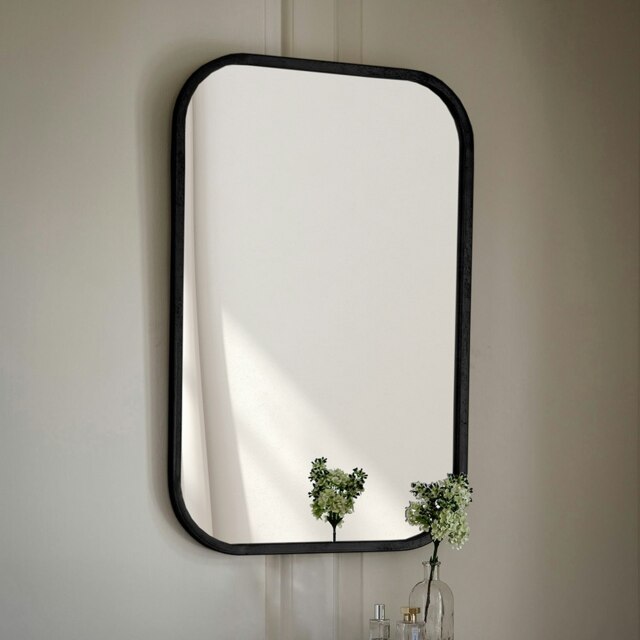 Rackhams Logan Rectangle Wall Mirror Antique Black Metal - 95.5cm x 65.5cm - Champagne - image 1